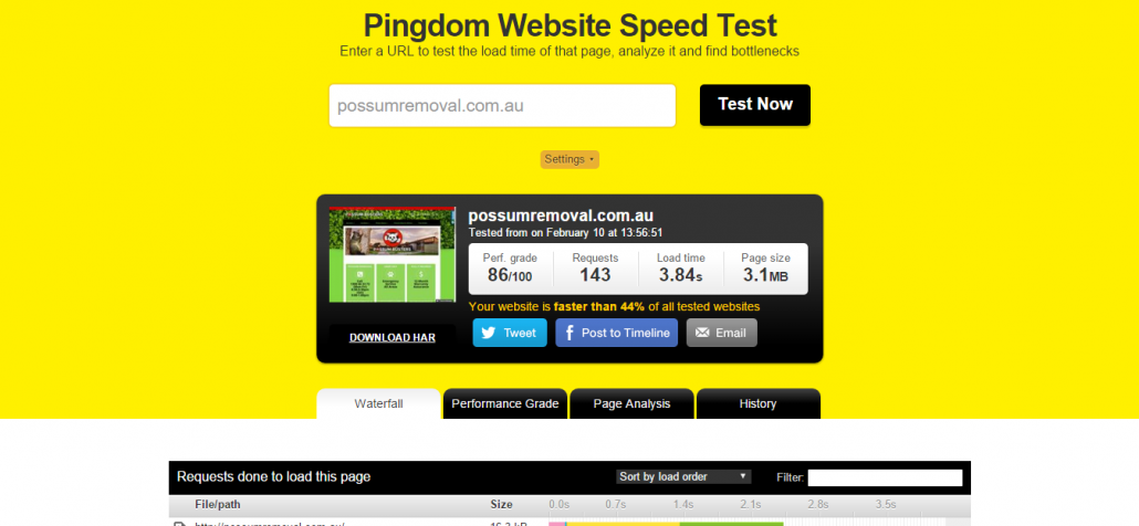 Web speed possumremoval.com.au (10Feb)